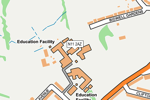 N11 2AZ map - OS OpenMap – Local (Ordnance Survey) N11 2AZ map - OS OpenMap – Local (Ordnance Survey)