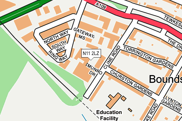 N11 2LZ map - OS OpenMap – Local (Ordnance Survey) N11 2LZ map - OS OpenMap – Local (Ordnance Survey)