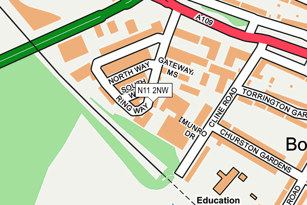 N11 2NW map - OS OpenMap – Local (Ordnance Survey) N11 2NW map - OS OpenMap – Local (Ordnance Survey)