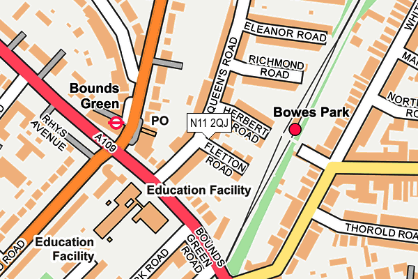N11 2QJ map - OS OpenMap – Local (Ordnance Survey)