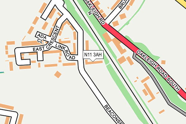 N11 3AH map - OS OpenMap – Local (Ordnance Survey)