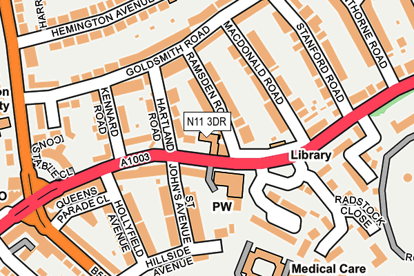 N11 3DR map - OS OpenMap – Local (Ordnance Survey)