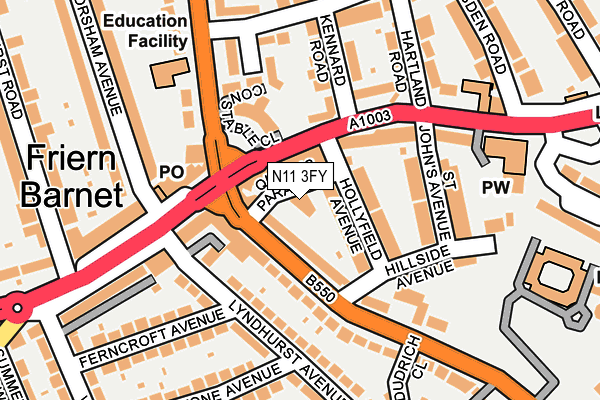 N11 3FY map - OS OpenMap – Local (Ordnance Survey) N11 3FY map - OS OpenMap – Local (Ordnance Survey)