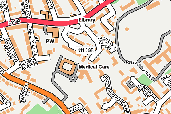 N11 3GR map - OS OpenMap – Local (Ordnance Survey)