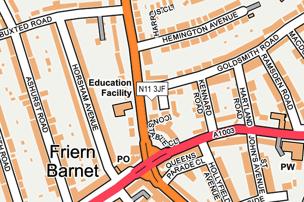 N11 3JF map - OS OpenMap – Local (Ordnance Survey) N11 3JF map - OS OpenMap – Local (Ordnance Survey)