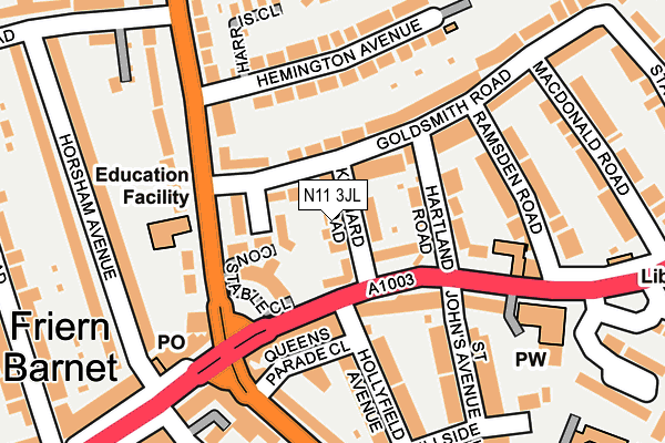 N11 3JL map - OS OpenMap – Local (Ordnance Survey) N11 3JL map - OS OpenMap – Local (Ordnance Survey)