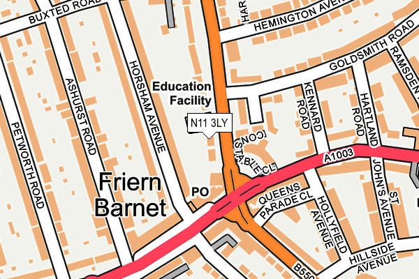 N11 3LY map - OS OpenMap – Local (Ordnance Survey)