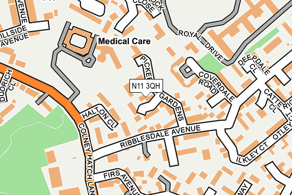 N11 3QH map - OS OpenMap – Local (Ordnance Survey) N11 3QH map - OS OpenMap – Local (Ordnance Survey)