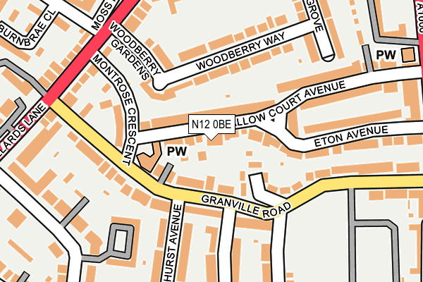 N12 0BE map - OS OpenMap – Local (Ordnance Survey) N12 0BE map - OS OpenMap – Local (Ordnance Survey)