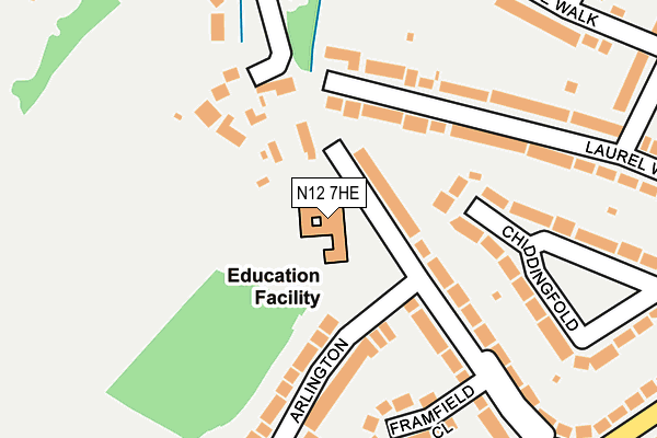 N12 7HE map - OS OpenMap – Local (Ordnance Survey) N12 7HE map - OS OpenMap – Local (Ordnance Survey)