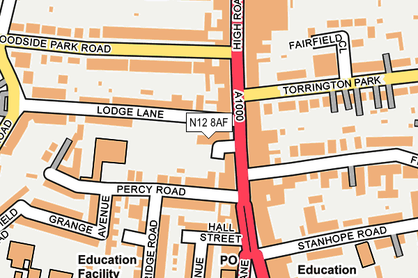 N12 8AF map - OS OpenMap – Local (Ordnance Survey) N12 8AF map - OS OpenMap – Local (Ordnance Survey)
