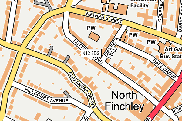 N12 8DS map - OS OpenMap – Local (Ordnance Survey)