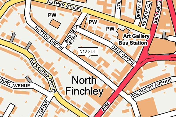 N12 8DT map - OS OpenMap – Local (Ordnance Survey)