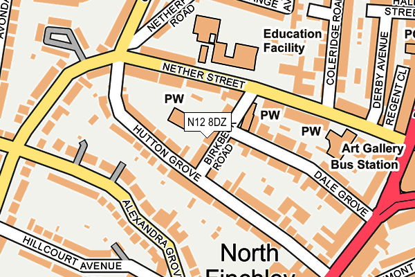 N12 8DZ map - OS OpenMap – Local (Ordnance Survey) N12 8DZ map - OS OpenMap – Local (Ordnance Survey)