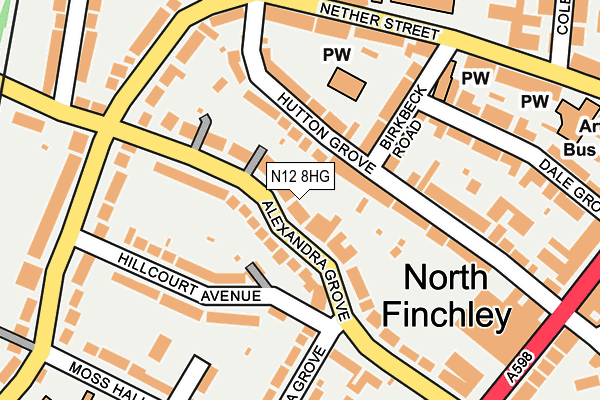 N12 8HG map - OS OpenMap – Local (Ordnance Survey)