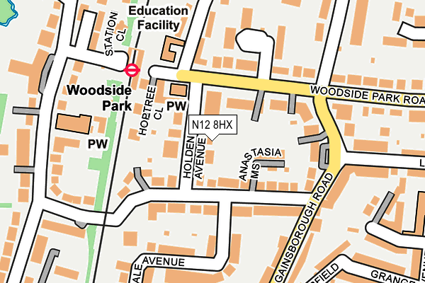 N12 8HX map - OS OpenMap – Local (Ordnance Survey)