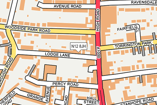 N12 8JH map - OS OpenMap – Local (Ordnance Survey)