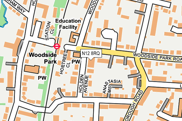 N12 8RQ map - OS OpenMap – Local (Ordnance Survey)