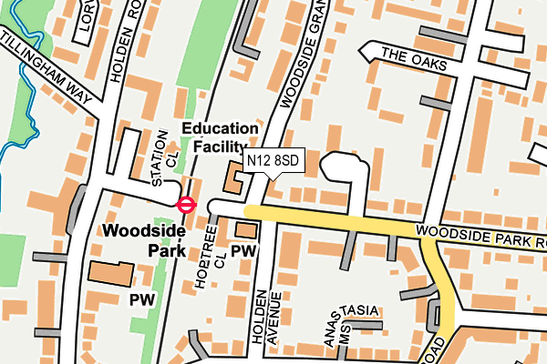 N12 8SD map - OS OpenMap – Local (Ordnance Survey)