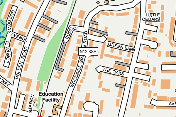 N12 8SP map - OS OpenMap – Local (Ordnance Survey)