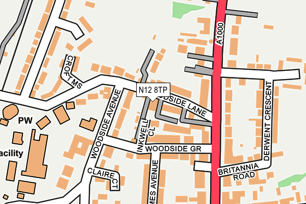 N12 8TP map - OS OpenMap – Local (Ordnance Survey) N12 8TP map - OS OpenMap – Local (Ordnance Survey)