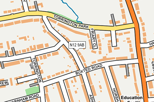 N12 9AB map - OS OpenMap – Local (Ordnance Survey) N12 9AB map - OS OpenMap – Local (Ordnance Survey)