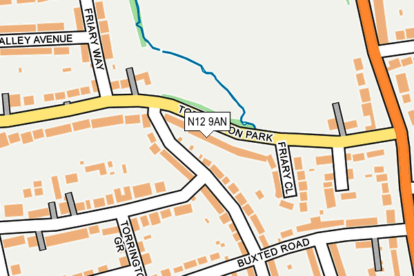 N12 9AN map - OS OpenMap – Local (Ordnance Survey) N12 9AN map - OS OpenMap – Local (Ordnance Survey)