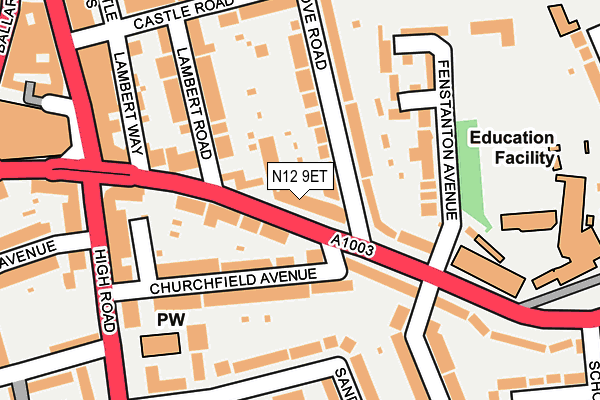 N12 9ET map - OS OpenMap – Local (Ordnance Survey)