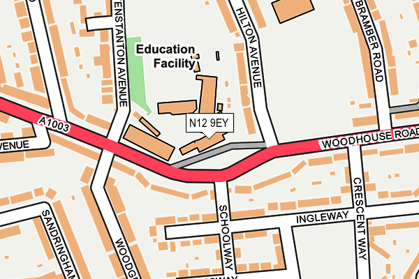 N12 9EY map - OS OpenMap – Local (Ordnance Survey) N12 9EY map - OS OpenMap – Local (Ordnance Survey)