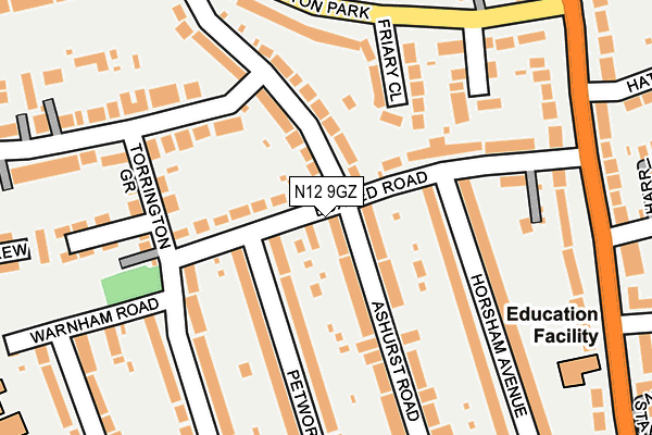 N12 9GZ map - OS OpenMap – Local (Ordnance Survey) N12 9GZ map - OS OpenMap – Local (Ordnance Survey)
