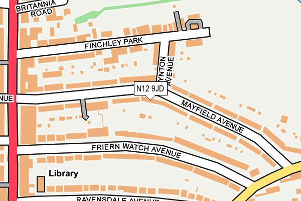 N12 9JD map - OS OpenMap – Local (Ordnance Survey)