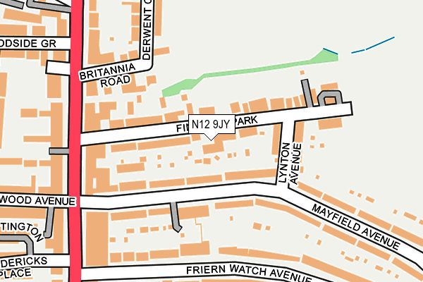N12 9JY map - OS OpenMap – Local (Ordnance Survey) N12 9JY map - OS OpenMap – Local (Ordnance Survey)