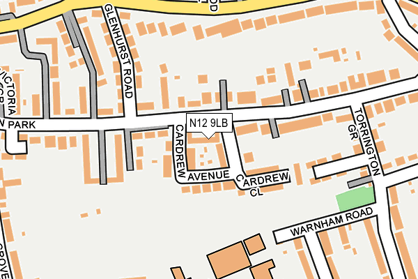 N12 9LB map - OS OpenMap – Local (Ordnance Survey)