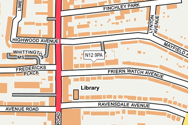N12 9PA map - OS OpenMap – Local (Ordnance Survey) N12 9PA map - OS OpenMap – Local (Ordnance Survey)