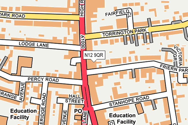 N12 9QR map - OS OpenMap – Local (Ordnance Survey) N12 9QR map - OS OpenMap – Local (Ordnance Survey)