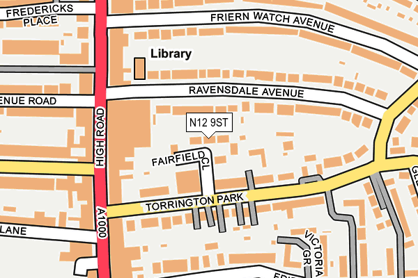 N12 9ST map - OS OpenMap – Local (Ordnance Survey)