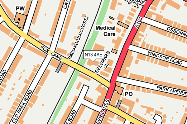 N13 4AE map - OS OpenMap – Local (Ordnance Survey) N13 4AE map - OS OpenMap – Local (Ordnance Survey)
