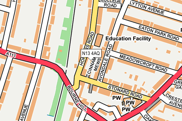 N13 4AQ map - OS OpenMap – Local (Ordnance Survey) N13 4AQ map - OS OpenMap – Local (Ordnance Survey)