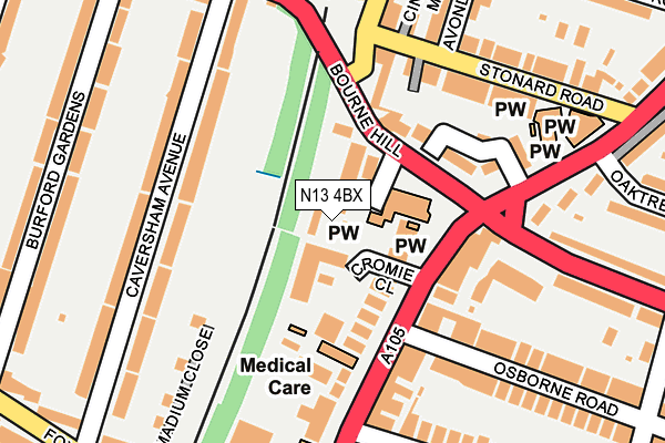 N13 4BX map - OS OpenMap – Local (Ordnance Survey) N13 4BX map - OS OpenMap – Local (Ordnance Survey)