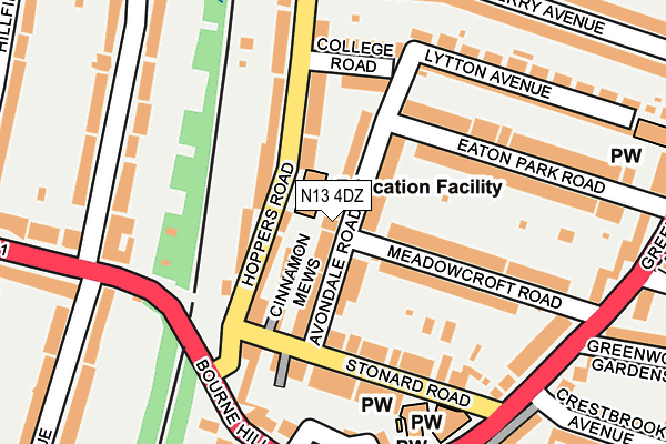 N13 4DZ map - OS OpenMap – Local (Ordnance Survey) N13 4DZ map - OS OpenMap – Local (Ordnance Survey)