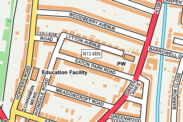 N13 4EN map - OS OpenMap – Local (Ordnance Survey) N13 4EN map - OS OpenMap – Local (Ordnance Survey)