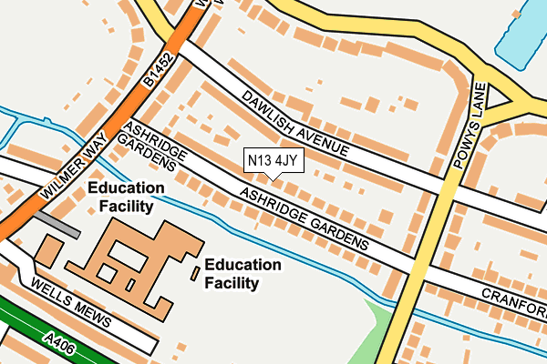 N13 4JY map - OS OpenMap – Local (Ordnance Survey) N13 4JY map - OS OpenMap – Local (Ordnance Survey)