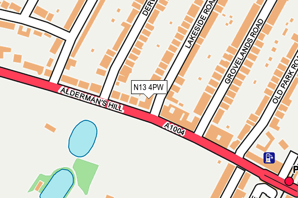 N13 4PW map - OS OpenMap – Local (Ordnance Survey) N13 4PW map - OS OpenMap – Local (Ordnance Survey)