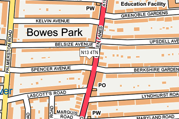 N13 4TN map - OS OpenMap – Local (Ordnance Survey) N13 4TN map - OS OpenMap – Local (Ordnance Survey)