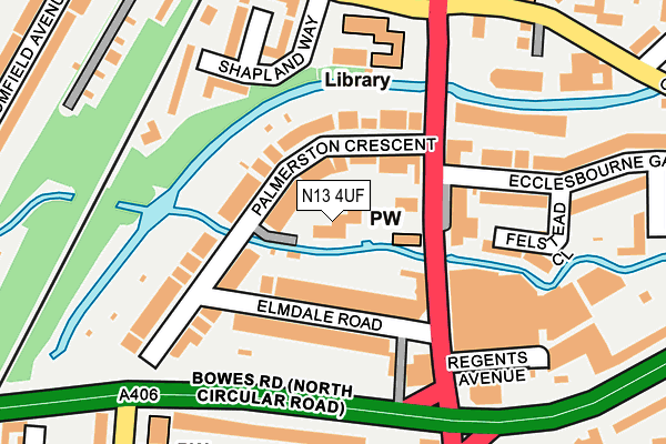 N13 4UF map - OS OpenMap – Local (Ordnance Survey) N13 4UF map - OS OpenMap – Local (Ordnance Survey)