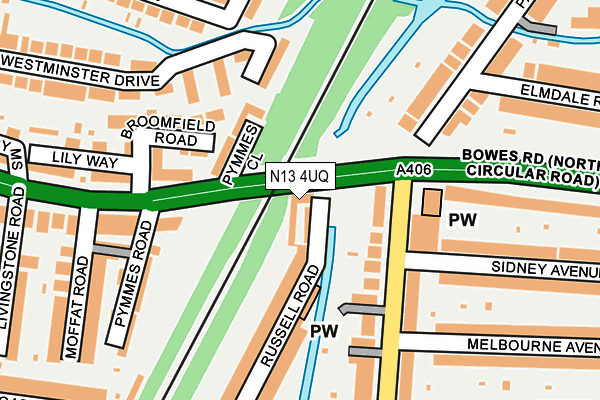 N13 4UQ map - OS OpenMap – Local (Ordnance Survey)