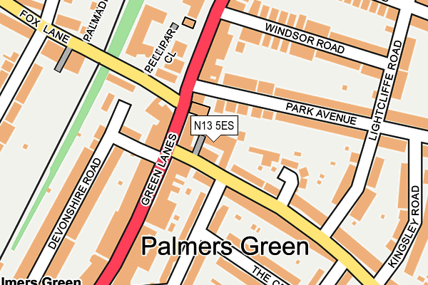 N13 5ES map - OS OpenMap – Local (Ordnance Survey)