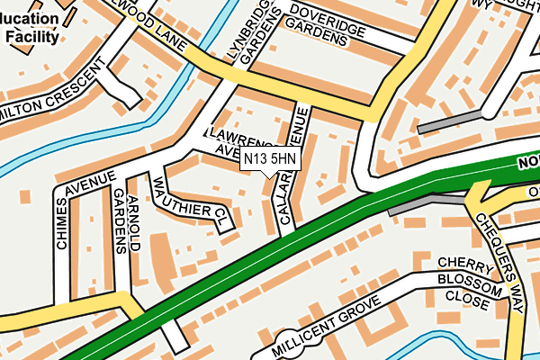 N13 5HN map - OS OpenMap – Local (Ordnance Survey) N13 5HN map - OS OpenMap – Local (Ordnance Survey)
