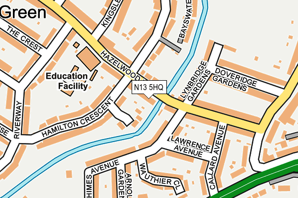 N13 5HQ map - OS OpenMap – Local (Ordnance Survey) N13 5HQ map - OS OpenMap – Local (Ordnance Survey)