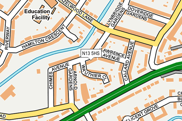 N13 5HS map - OS OpenMap – Local (Ordnance Survey) N13 5HS map - OS OpenMap – Local (Ordnance Survey)